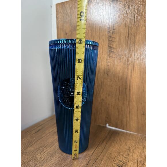 Starbucks 2023 Metallic Blue Venti Cold Cup Tumbler Lid Straw 24 oz - Picture 2 of 4
